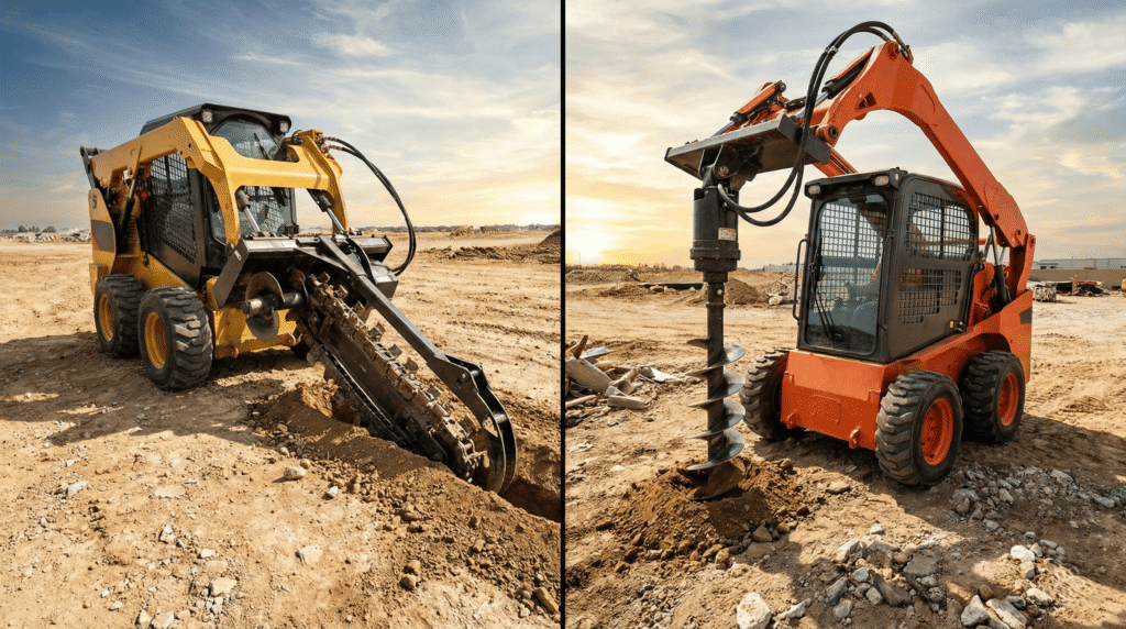 Skid Steer Attachment Trencher vs. Auger