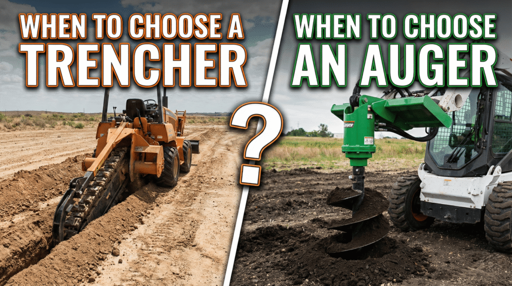 When to choose Skid steer attachment Trencher vs. Auger
